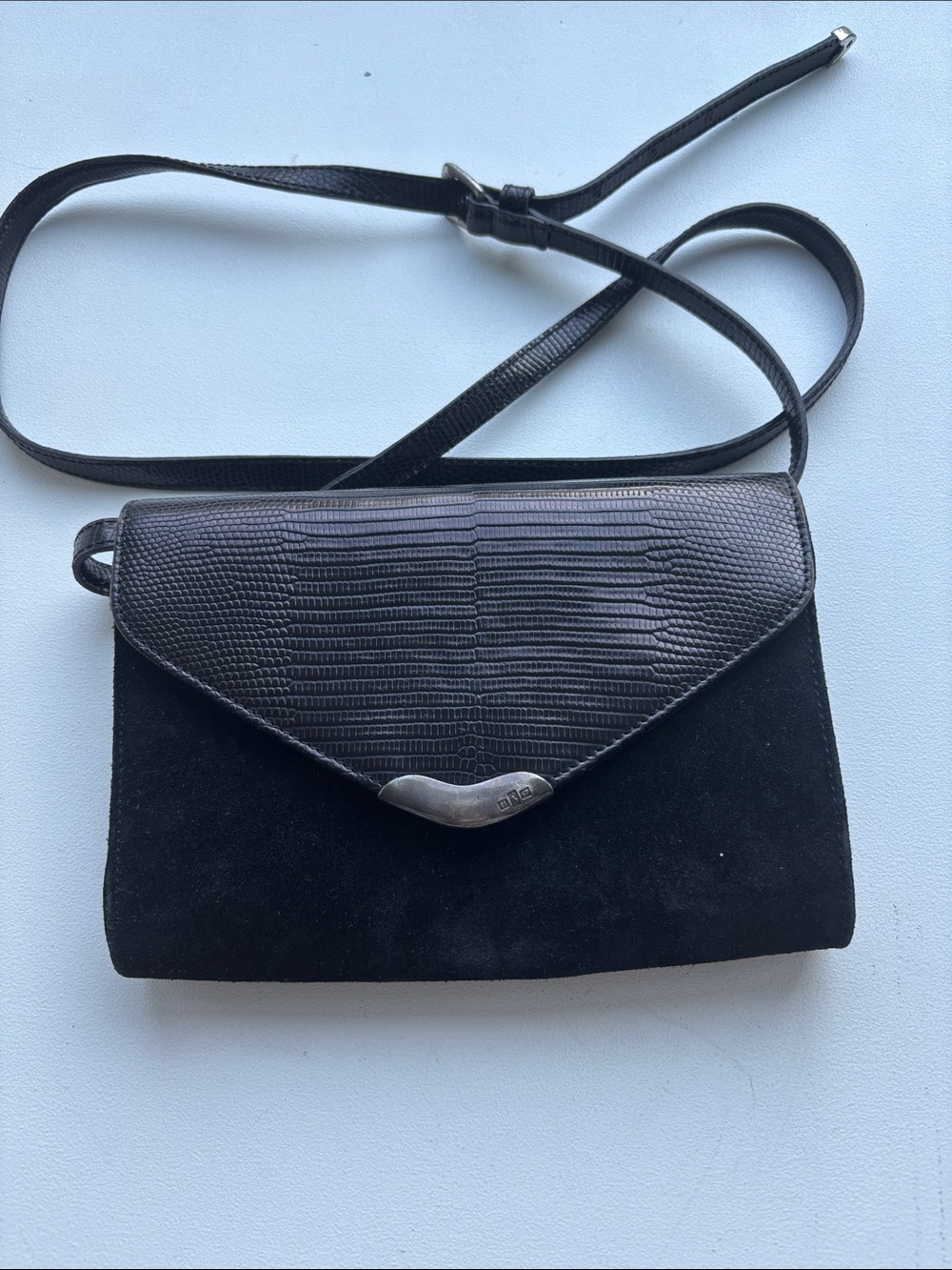 Vtg Ralph Lauren Lizard Suede and Sterling silver bag